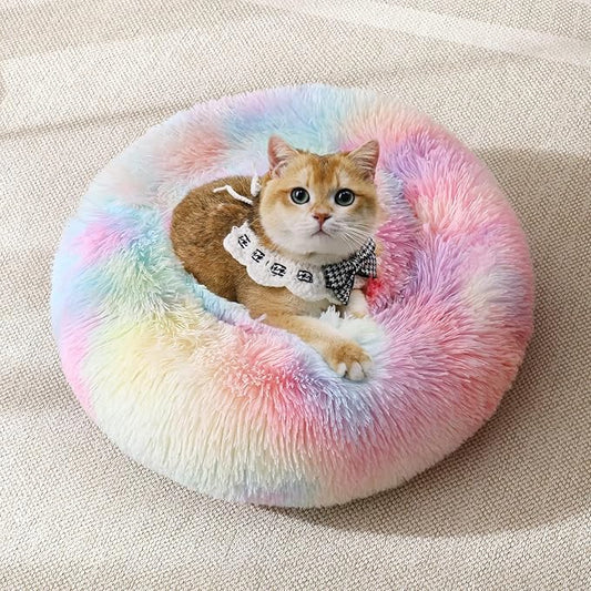JOLLYVOGUE Dog & Cat Bed, Calming Anti-Anxiety Pet Bed for Small Dogs, Fluffy Donut Cushion for Small and Medium Pets (24")