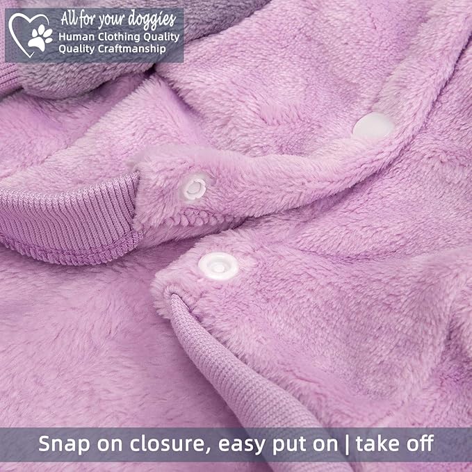 FabriCastle Dog Hoodie Sweater for Small Dogs Boy and Girl, Small Dog Clothes XS XXS Puppy Sweatshirt, Pet Outfit, Cat Clothing Super Soft Warm Snap On Closure (Lavender-Purple, Medium)
