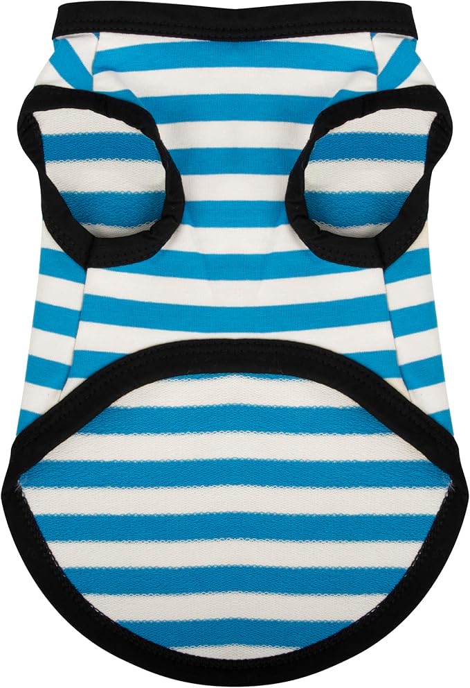 Paiaite Dog Shirts - Striped Sleeveless Cotton Tank Top for Small Medium Dogs, Blue XXL
