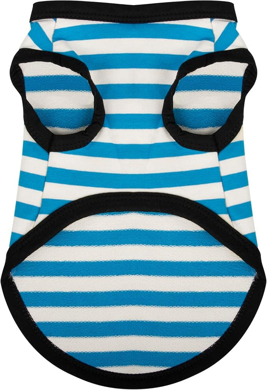 Paiaite Dog Striped Shirt Happy Color Cotton Sleeveless Puppy Pet Shirts Breathable Apparel Tank Top Colorful Puppy Sweatshirt Clothes for Small Medium Dogs Blue 4XL