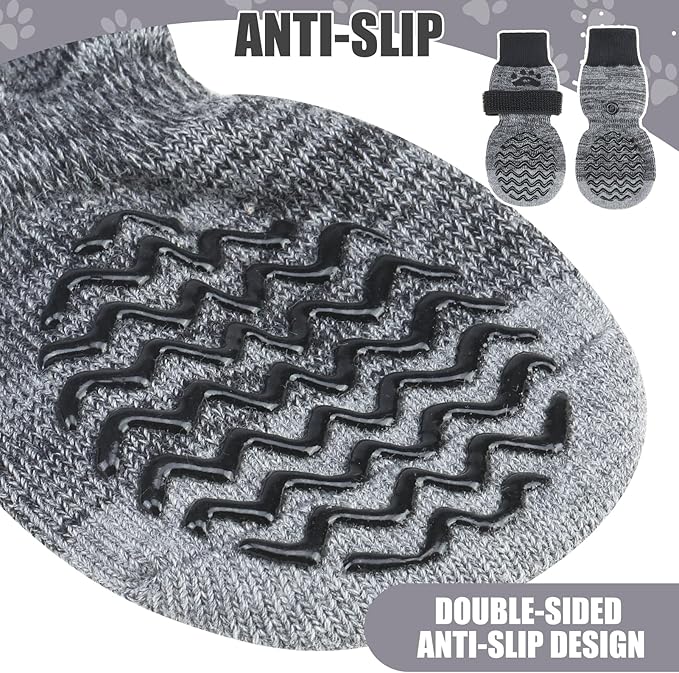 PUPTECK Non-Slip Dog Socks Double Sides Grips for Hardwood Floors Prevents Licking, Dog Shoes for Hot Pavement Booties for Senior Small Medium Large Dogs