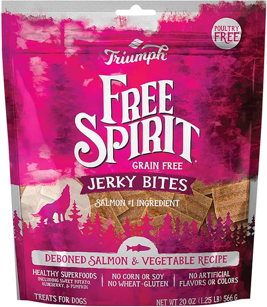 Triumph Free Spirit Grain Free Salmon and Vegetable Recipe Jerky Bites Soft Dog Treats | 20 oz