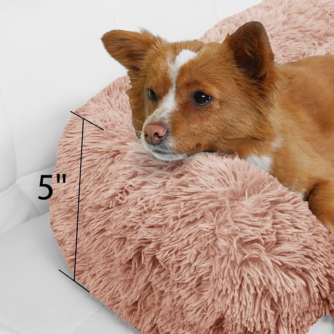 Calming Dog Bed Fluffy Plush Dog Mat for Furniture Protector with Removable Washable Cover for Large Medium Small Dogs and Cats (XS (31"x23.5"x5"), Pink)