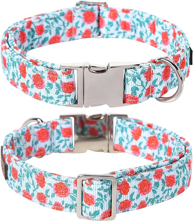 Lionet Paws Dog Collar, Comfortable Adjustable Cute Collar with Metal Buckle for Male Female Puppies, Rose, XS, Neck 8-12 inches