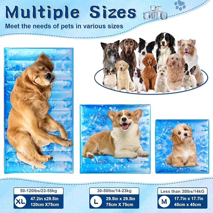 Cool Pet Pad,Dog Cooling Mat,Suitable for Dogs and Cats,Suitable for All Types of Pets,Washable and Portable,Summer Keep Your Pet Cool(17.7X17.7in)