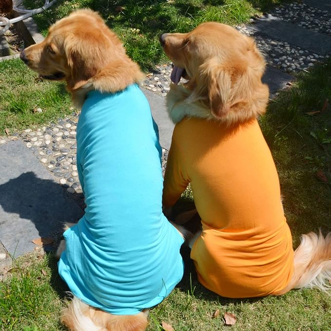 Lovelonglong Four Feet Dog Lightweight Pajamas, Pure Cotton Dog Jumpsuits 4 Legs Dog Onesies T-Shirt Stylish PJS Puppy Costume for Large Medium Small Dogs Turquoise XS