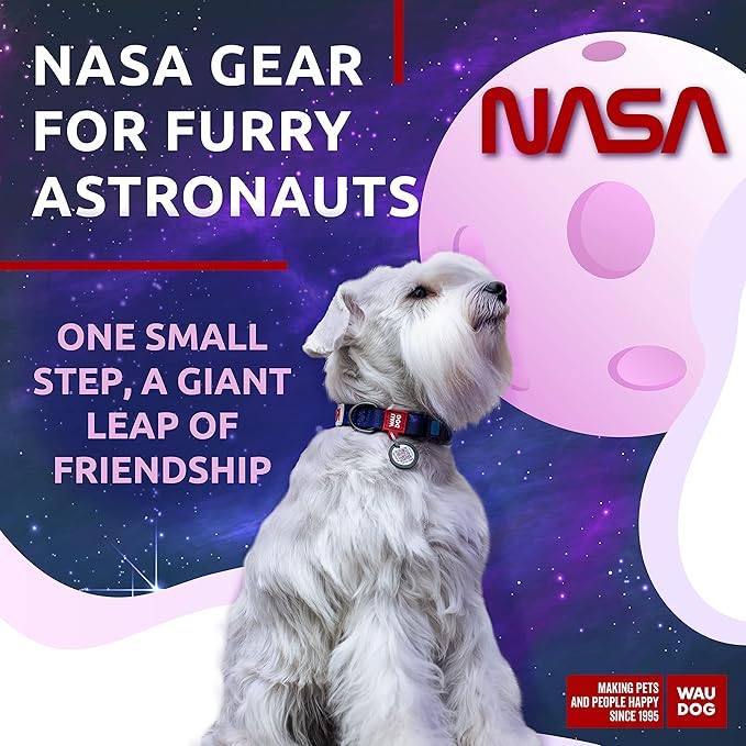 WAUDOG Nylon Dog Collar - Adjustable Dog Collar for Large Dogs, Small & Medium Dogs - Breakaway Puppy Collars for Large Breed Dogs - Boy & Girl Dog Collars with Durable Plastic Buckle and QR Dog Tag