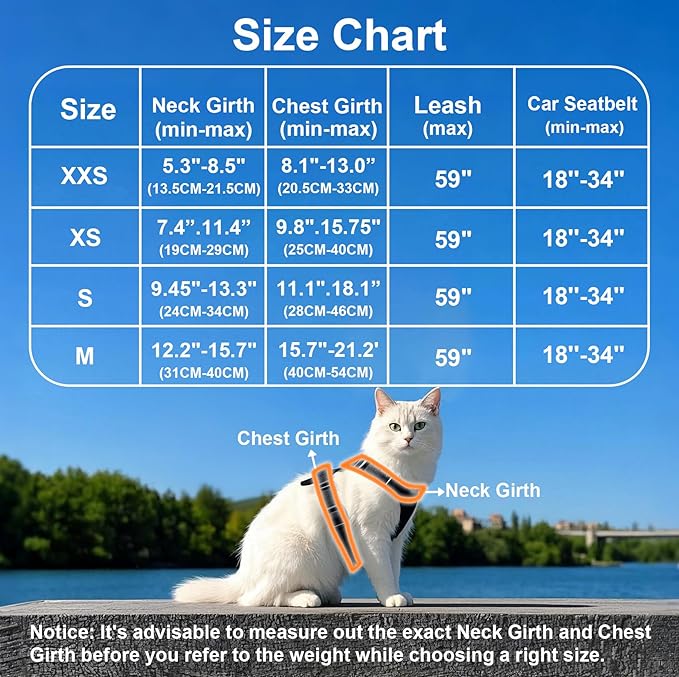 Cat Harness and Leash for Walking, Retractable Cat Harnesses and Leash Set Escape Proof, Breathable Soft Kitten Small Large Harness for Travel Training and Walking, Black, S