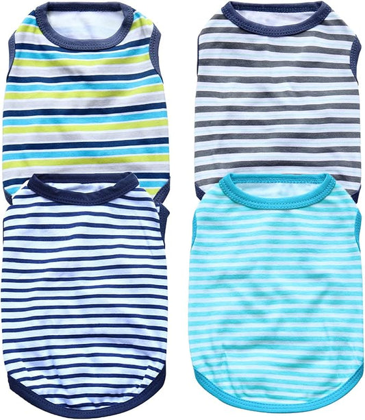 4PCS Dog Clothes for Small Dogs Boy, Printed Puppy Clothes for Chihuahua Yorkies Bulldog Clothes for Medium Dogs Boy Jersey Summer Sweatshirt Vest Pet Outfits Dog Cats Shirt Apparel Accessories