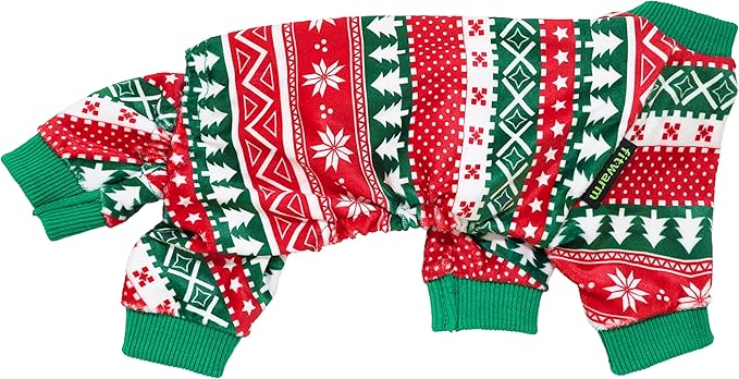 Fitwarm Dog Christmas Outfit, Dog Pajamas, Dog Winter Clothes for Small Dogs Boy Girl, Pet Ugly Sweater, Cat Costume, Red Green, Large
