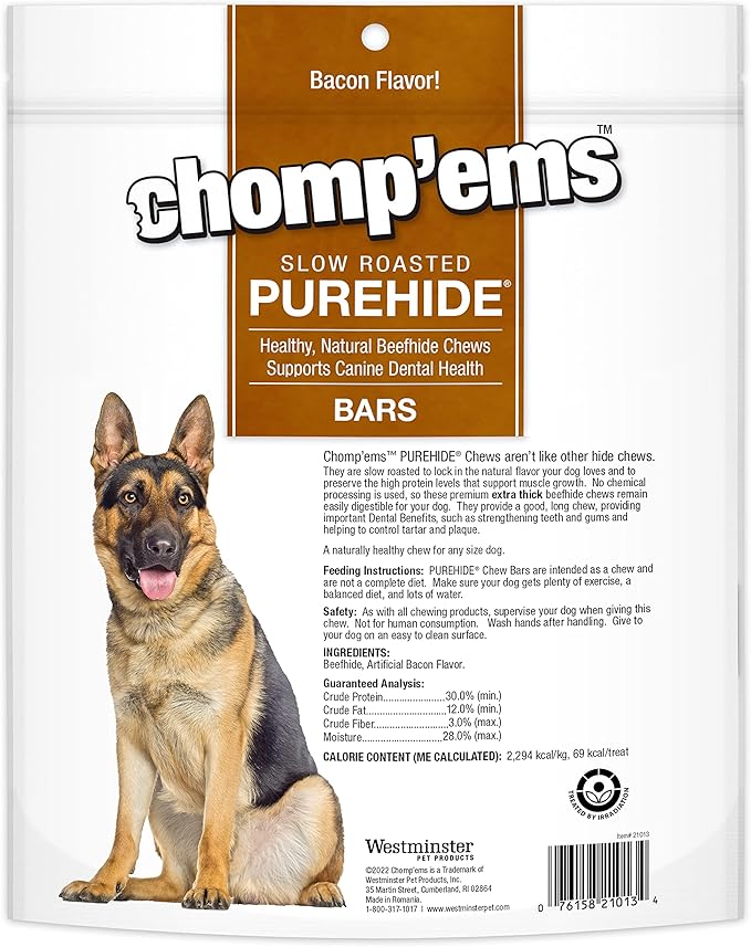 CHOMP 'EMS Ruffin' It 21013 Purehide Dog Chew, Size 12