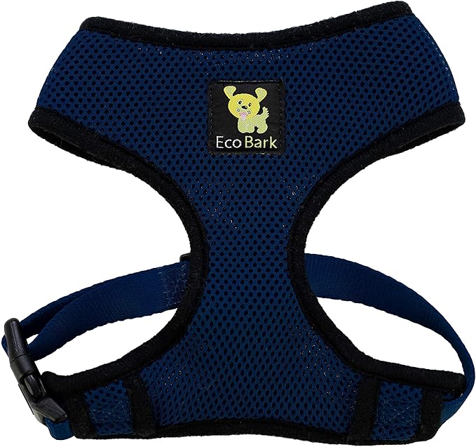EcoBark Dog Harness - Eco-Friendly Max Comfort Harnesses - Luxurious Soft Mesh Halter - Over The Head Harness Vest- No Pull and No Choke for Large, XL, and XXL Dogs (XL, Navy)
