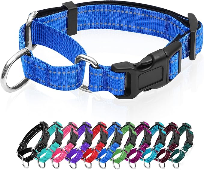 Reflective Martingale Dog Collars. Dog Collar with Quick Release Buckle. Adjustable Soft Padded Breathable Nylon Pet Collar Suitable for Puppies for Small Medium Large Dogs.