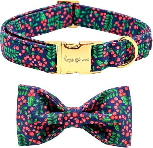 Unique style paws Christmas Dog Collar, Pet Collar Dog Bow tie Collar Gift for Girl or Boy Dogs, Adjustable Dog Collar for X-Large Dogs