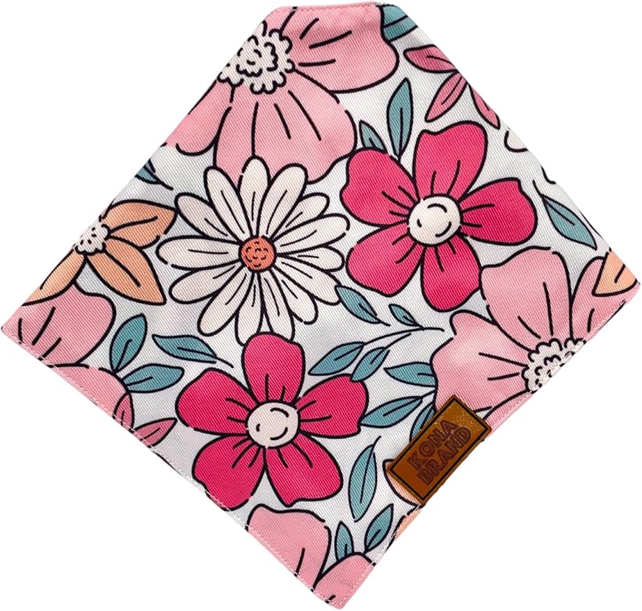 KonaBrandCo- Premium Handmade Dog Bandana | Dual Layered Silky Durable Polyester Fabric | Adjustable Fit Custom Shape- Won't Roll (Medium, KONA BUG)