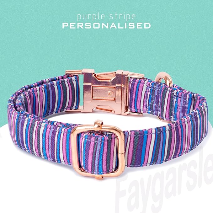 Faygarsle Colorful Striped Pattern Dog Collar for Small Medium Large Dogs Cute Puppy Collars for Female Dogs for Summer Spring Wedding Necklace Girl Dog Collar L