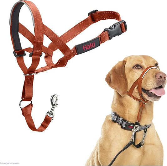 HALTI Headcollar - to Stop Your Dog Pulling on The Leash. Adjustable, Reflective and Lightweight, with Padded Nose Band. Dog Training Anti-Pull Collar for Medium Dogs (Size 3, Burnt Orange)