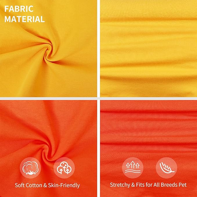 Koneseve Dog Shirts Breathable Cotton Dog Clothes Stretchy T-Shirt for Small Medium Large Dogs Cat Shirt Soft Puppy Outfit Kitten Apparel Pet Pullover Tee Blank Sweatshirt 2-Pack Yellow & Orange M