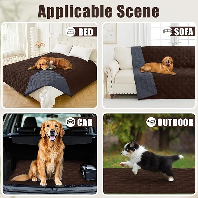 Smiry Waterproof Dog Bed Cover Blanket 30x70, Soft Reversible Pet Blanket, Washable Leakproof Cats Dogs Couch Cover for Sofa, Couch, Furniture, Chocolate/Dark Grey