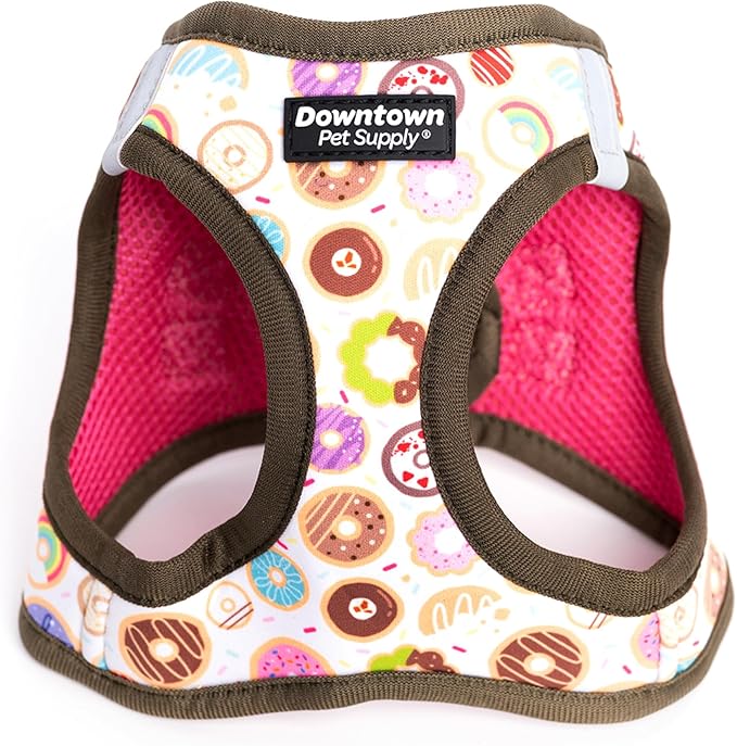 Downtown Pet Supply Step in Dog Harness for Small Dogs No Pull, Large, Donut - Adjustable Harness with Padded Mesh Fabric and Reflective Trim - Buckle Strap Harness for Dogs