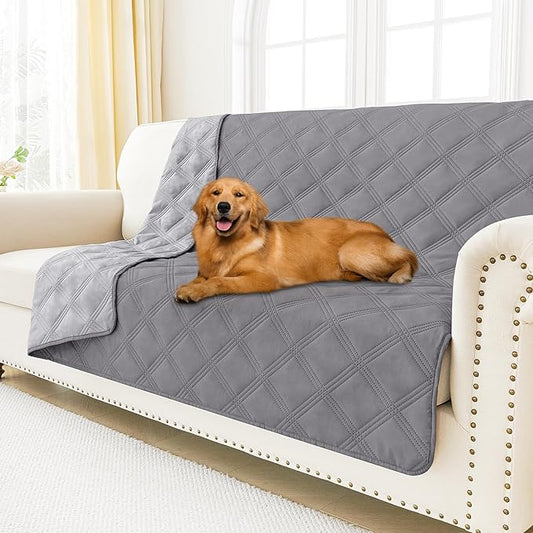 Smiry Waterproof Dog Bed Cover Blanket 68x82, Soft Reversible Pet Blanket, Washable Leakproof Cats Dogs Couch Cover for Sofa, Couch, Furniture, Grey/Light Grey