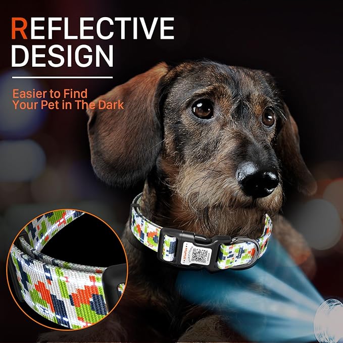 Reflective Dog Collars for Medium Dogs Soft Nylon Camo Green Sized M