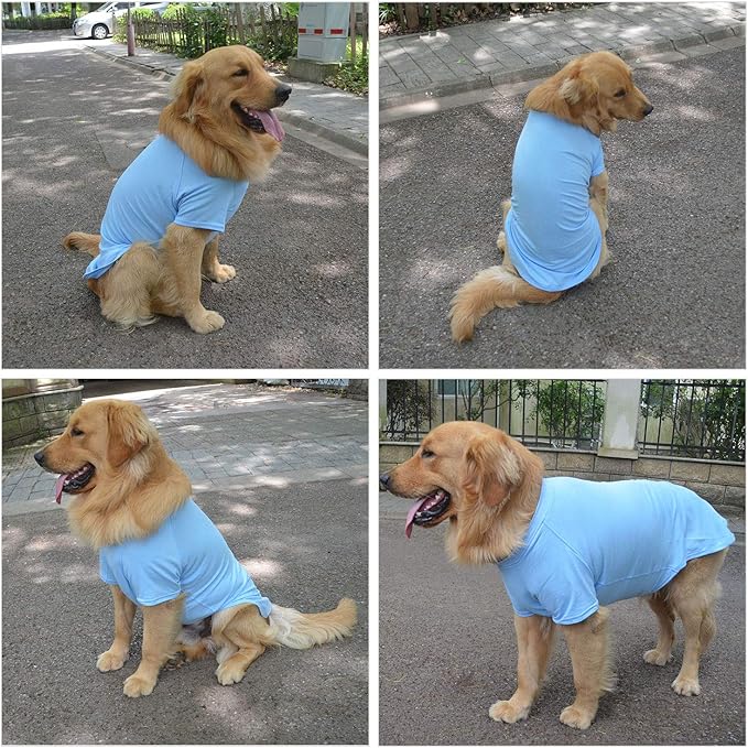 Lovelonglong Pet Clothing Dog Costumes Basic Blank T-Shirt Tee Shirts for Medium Small Dogs Light-Blue XL