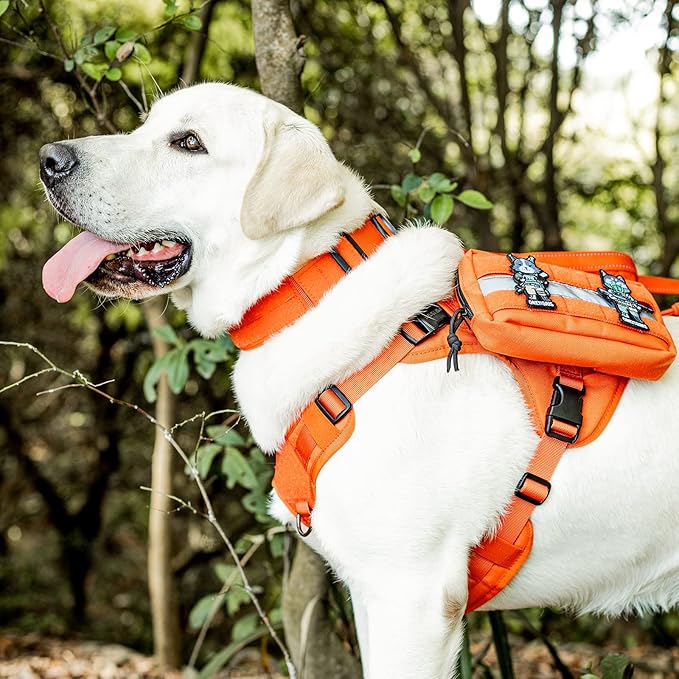 OneTigris Tough Dog Collars, Tactical Dog Collar with Handle, Milltary Adjustable Dog Collar with Heavy Duty Metal Buckle for Training (Large(Pack of 1), Orange)