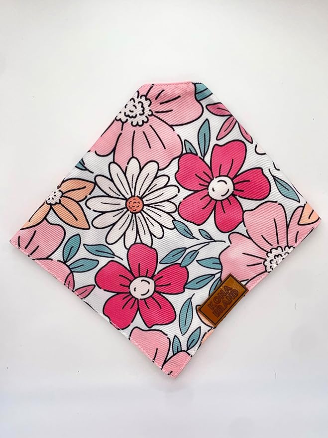 KonaBrandCo- Premium Handmade Dog Bandana | Dual Layered Silky Durable Polyester Fabric | Adjustable Fit Custom Shape- Won't Roll (Large, KONA BUG)