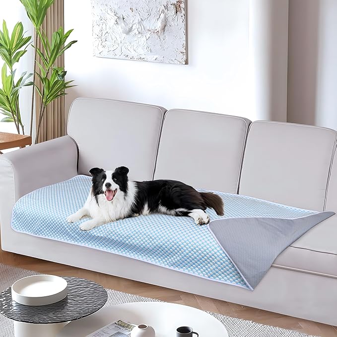 Chicute Cooling Dog Blanket for Sofa - 30x70 Waterproof Pet Blankets for Dog Bed Cover, Slip-Resistant Throw Blanket for Couch Protector, Washable Furniture Cover for Dogs, Cats, Pearl Blue