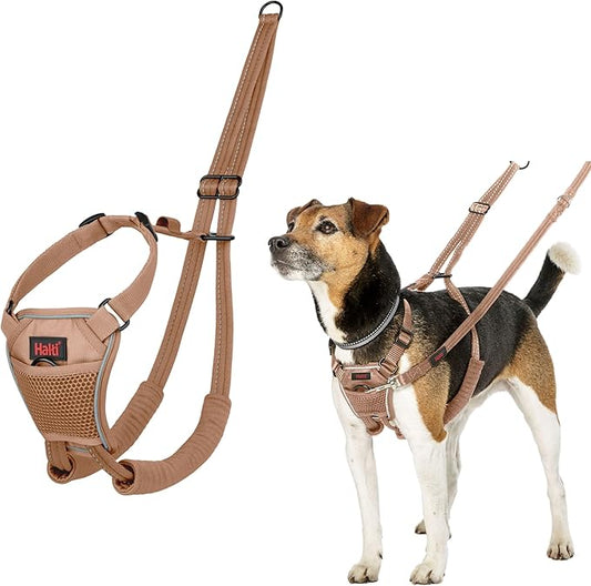 HALTI No Pull Harness - to Stop Your Dog Pulling on The Leash. Adjustable, Lightweight and Easy to Use. Reflective Dog Training Harness for Small Dogs (Size S, Desert Sand)