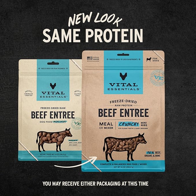 Vital Essentials® Freeze-Dried Raw Beef Entree & Mixer Dog Food Crunchy Mini Nibs, 14 oz