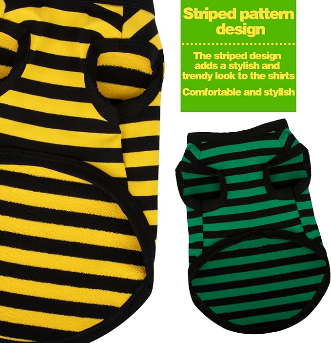 Paiaite Dog Striped Shirt Happy Color Cotton Sleeveless Puppy Dog Shirts Breathable Pet Apparel Tank Top Colorful Puppy Sweatshirt Dog Clothes for Small Medium Dogs Red XS