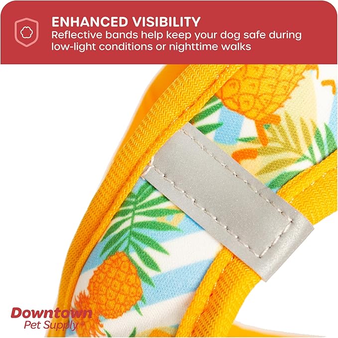 Downtown Pet Supply Step in Dog Harness No Pull, X-Large, Pineapple - Adjustable Harness with Padded Mesh Fabric and Reflective Trim - Buckle Strap Harness for Dogs