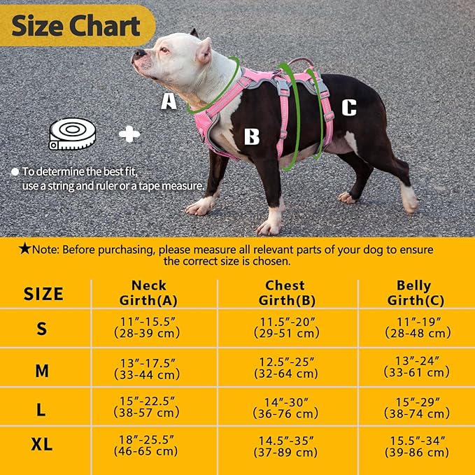 No Escape Dog Harness, Escape Proof Harness, Reflective Harness with Padded Handle, Breathable, Durable, Adjustable Vest for Small Dogs Walking, Training, and Running Gear（Pink,S