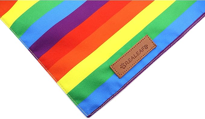 Realeaf Pride Dog Bandanas 2 Pack, LGBT LGBT+ Rainbow Scarves Bibs for Dogs, Premium Durable Fabric, Triangle Reversible Bandana for Small Medium Large and Extra Large Dogs Pets (Pride Day, Small)