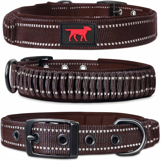 Tuff Pupper Heavy Duty Dog Collar with Handle | Ballistic Nylon Heavy Duty Collar | Padded Reflective Dog Collar with Adjustable Stainless Steel Hardware | Convenient Sizing for All Breeds