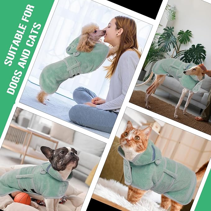 DENTRUN Dog Robes for After Bath - Super Absorbent & Fast Drying Coat with Hood, Bathrobe Beach Essentials, Bath Towels for Drying Dogs Large, Bath/Beach/Swimming Quick Dry Towel Robe
