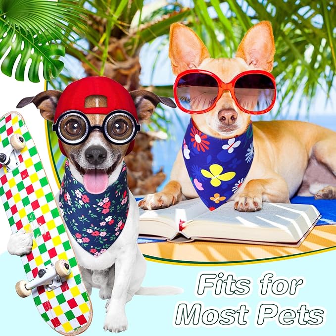 Silkfly 50 Pieces Summer Bandanas for Dog Bulk Adjustable Spring Triangle Scarf with Flower Floral Dog Bandanas Bibs Washable Pet Kerchief for Small Medium Large Pet Cat Costume Accessories Decoration