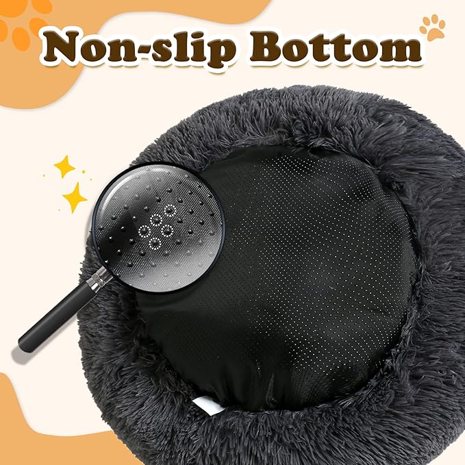 JOLLYVOGUE Dog Bed, Calming Anti-Anxiety Large Dog Bed, Fluffy Donut Cushion for Medium and Large Pets (27"/30"/36")