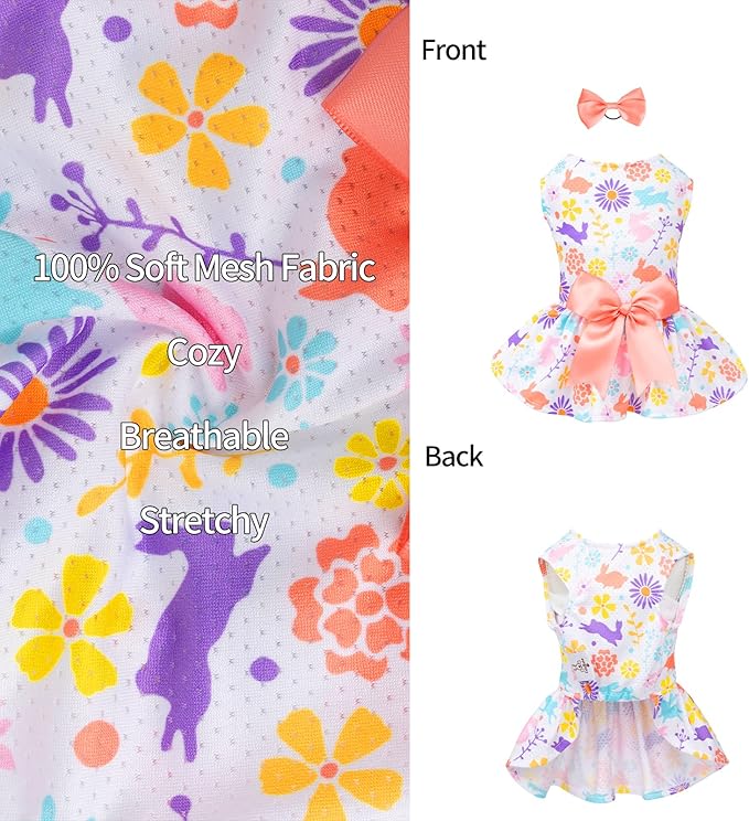 CuteBone Easter Dog Dress Puppy Sundress Pet Outfit Summer Fashion for Small Dogs Girl Cat Clothes BF09M