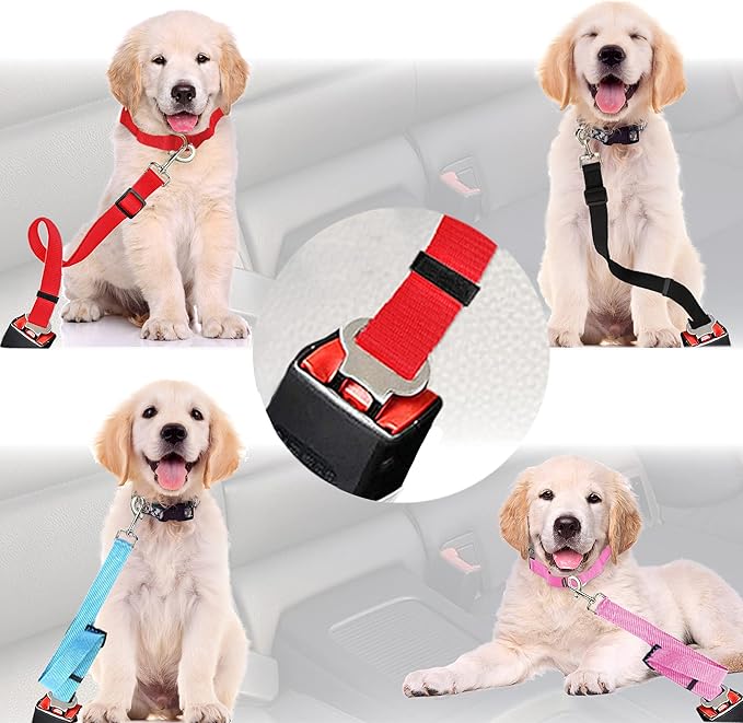 SunGrow Dog Seat Belt for Car, Adjustable Nylon Pet Seatbelt, Supports All Cars, Seatbelt for Dogs in Car, Dog Car Leash Seat Belt, Cats and Ferrets Seat Belt Harnesses