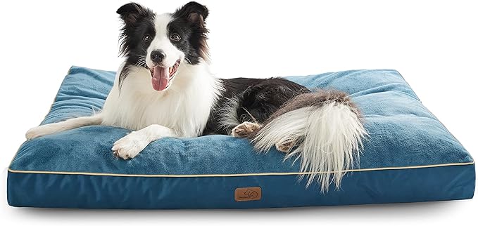 Bedsure Waterproof Dog Beds for Extra Large Dogs - 4 Inch Thicken Up to 100lbs XL Pet Mat Pillows with Removable Washable Cover, Blue