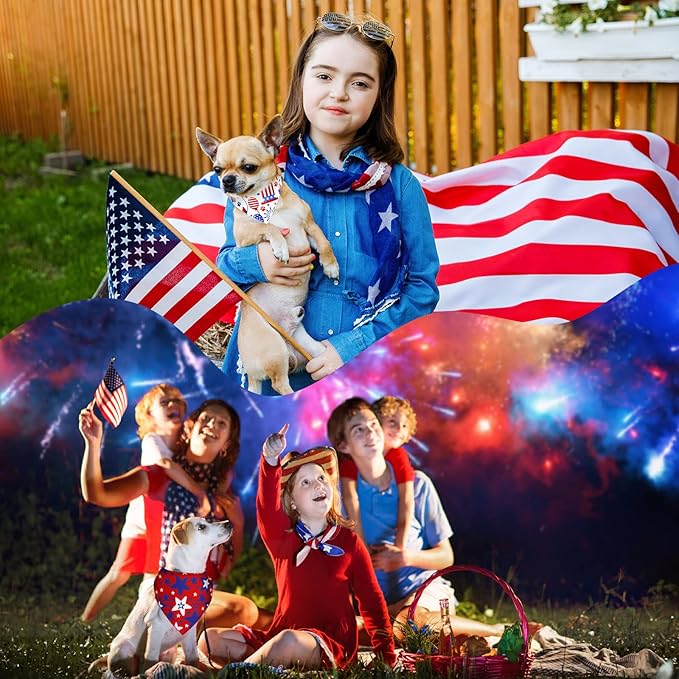 30 Pcs 4th of July Dog Bandanas Bulk American Flag Pet Scarf Triangle Bibs Holiday Puppy Bandanas Washable Adjustable Patriotic Dog Bandana for Independence Day Small Medium Large Dog Cat Pet Grooming