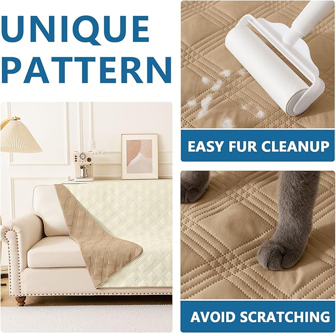 hyha Waterproof Dog Blanket, Reversible Pet Bed Blanket, Soft Sofa Couch Cover for Dogs Washable, Waterproof Pet Couch Covers for Sofa Puppy Cats Furniture Protector(68"x82", Camel/Beige)