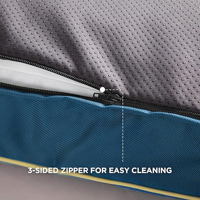 Bedsure Waterproof Dog Beds for Extra Large Dogs - 4 Inch Thicken Up to 100lbs XL Pet Mat Pillows with Removable Washable Cover, Blue