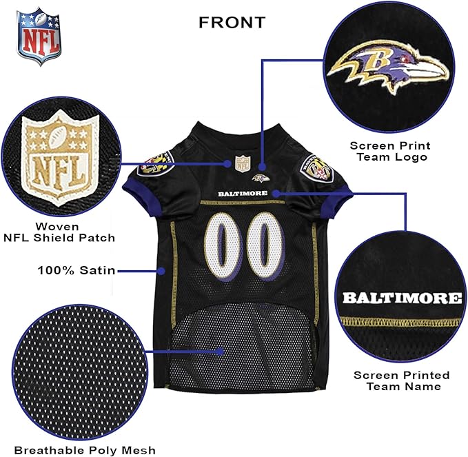 Pets First NFL Baltimore Ravens Dog Jersey, Size X-Large. Best Football Jersey Costume for Dogs & Cats. Licensed Jersey Shirt
