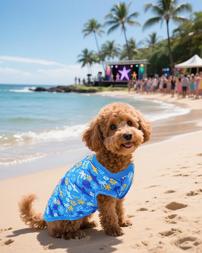 PET SHOW 4 Pack Dog Hawaiian Shirts for Small Doggies UPF 50+ UV Sun Protection Summer Cool Clothes Tank Top Floral Puppy Kitten Cats T-Shirts Pet Holiday Party Sleeveless Vest Boy Girl(X-Small)