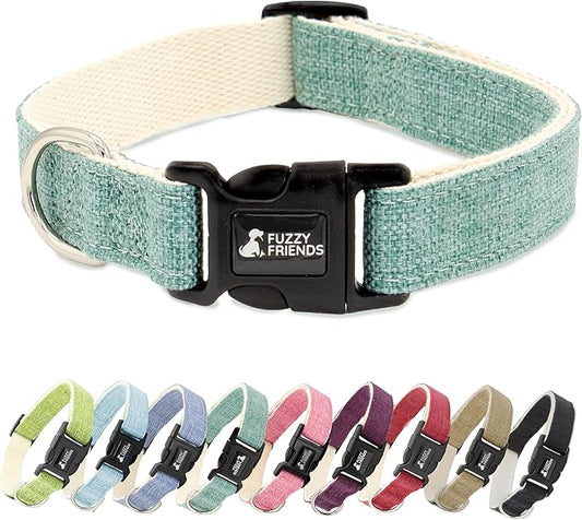 Teal Hemp Dog Collar - Hypoallergenic Dog Collar - Comfortable for Sensitive Skin or Allergies with no Harsh Dyes or Chemicals - 5 Sizes from X-Small to X-Large Breeds
