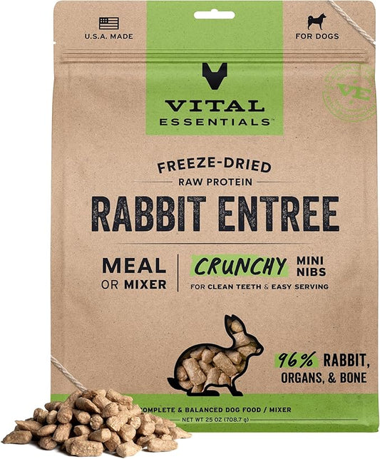 Vital Essentials® Freeze-Dried Raw Rabbit Entree & Mixer Dog Food Crunchy Mini Nibs, 25 oz